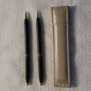 CROSS Vintage Pen & Pencil Set in Matt Black & Gold tone finish